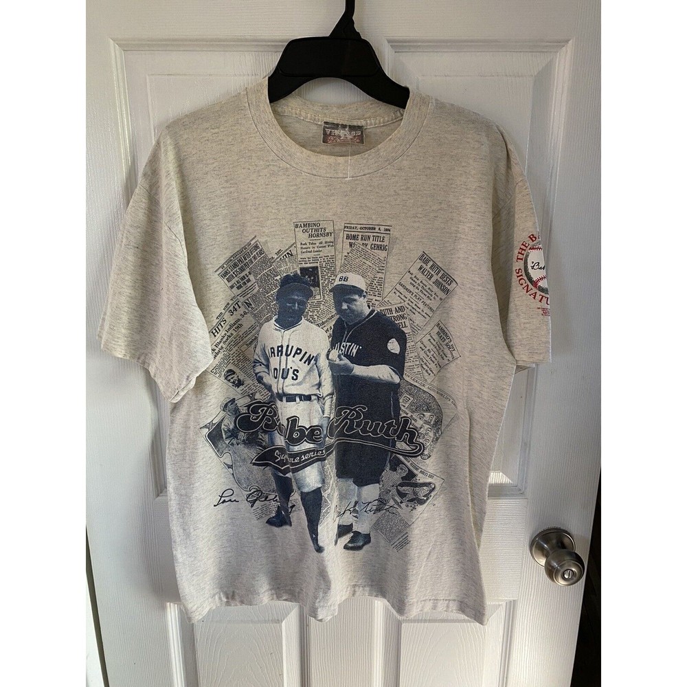 VTG Limited Edition Ivory Baby Ruth Signature Series Baseball T Shirt Mens L